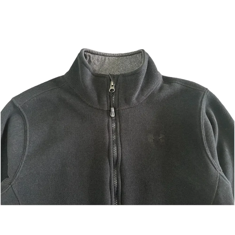 Under Armour Men’s Large Full Zip Knit Storm Jacket Black Size L Zip Up Pockets